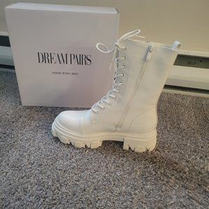 DREAM PAIRS Women's Faux Fur Mid Calf Riding Fashion Comfort Winter Boot (White)